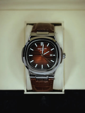 PATEK PHILLIPE | BROWN DIAL | QUARTZ | LEATHER STRAP