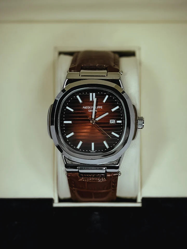 PATEK PHILLIPE | BROWN DIAL | QUARTZ | LEATHER STRAP