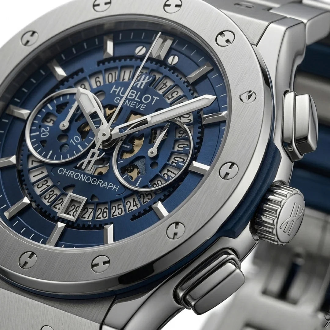 HUBLOT CHRONO STEEL | GENEVE | BLACK DIAL | PREMIUM QUALITY