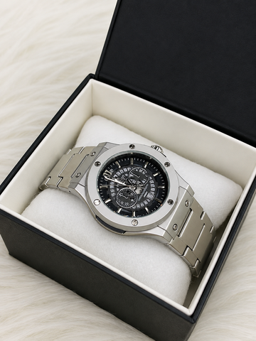 HUBLOT CHRONO STEEL | GENEVE | BLACK DIAL | PREMIUM QUALITY