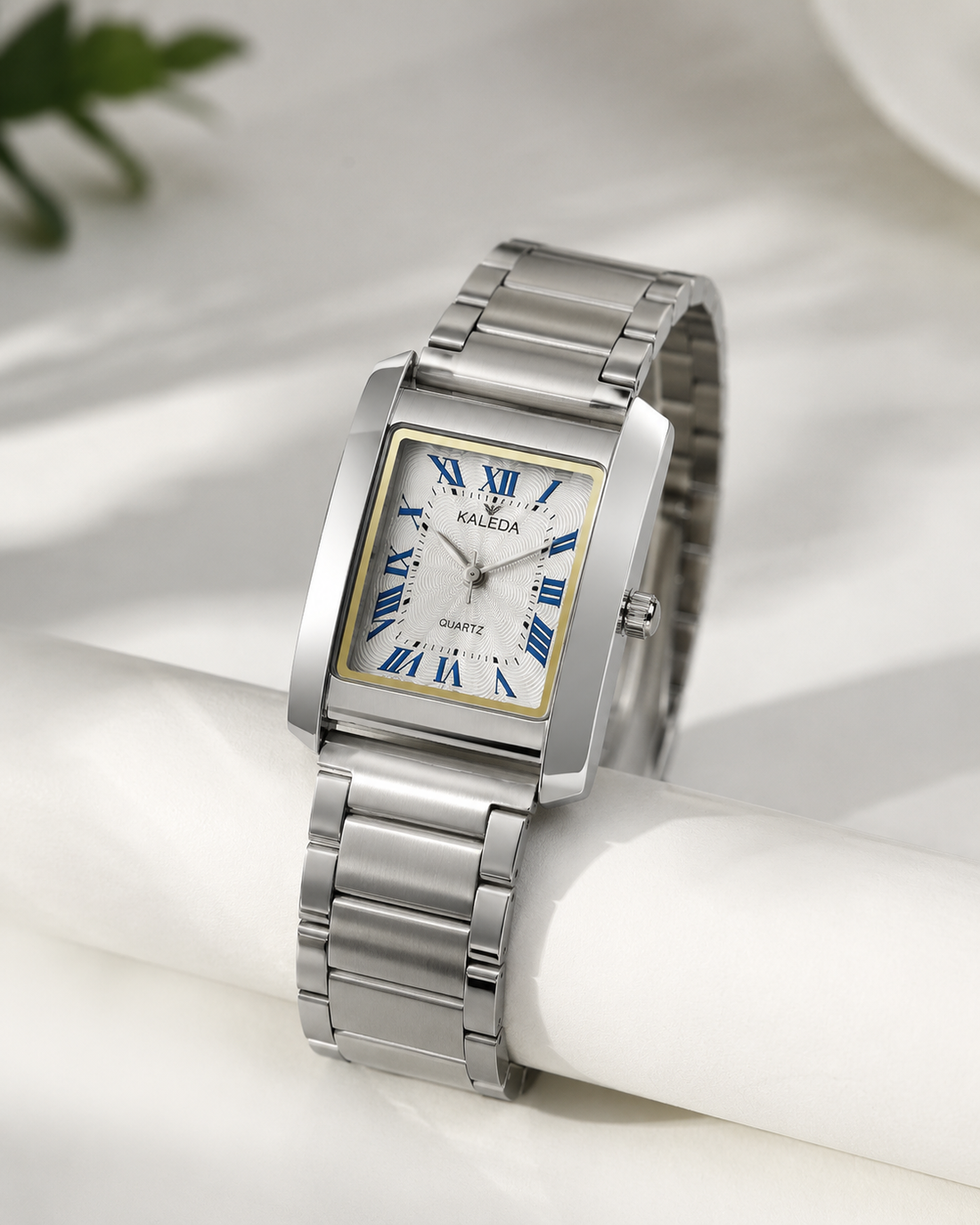 CALEDA RECTANGULAR QUARTZ WATCH | SILVER DIAL | STAINLESS STEEL | PREMIUM QUALITY