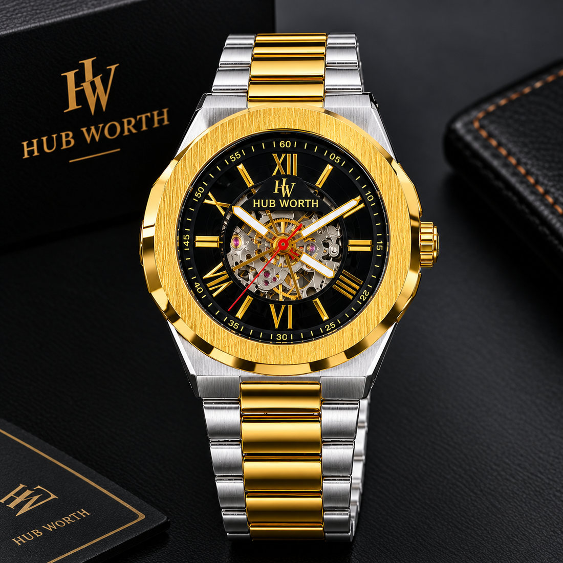 HUB WORTH | SKELETON QUARTZ | BLACK DIAL