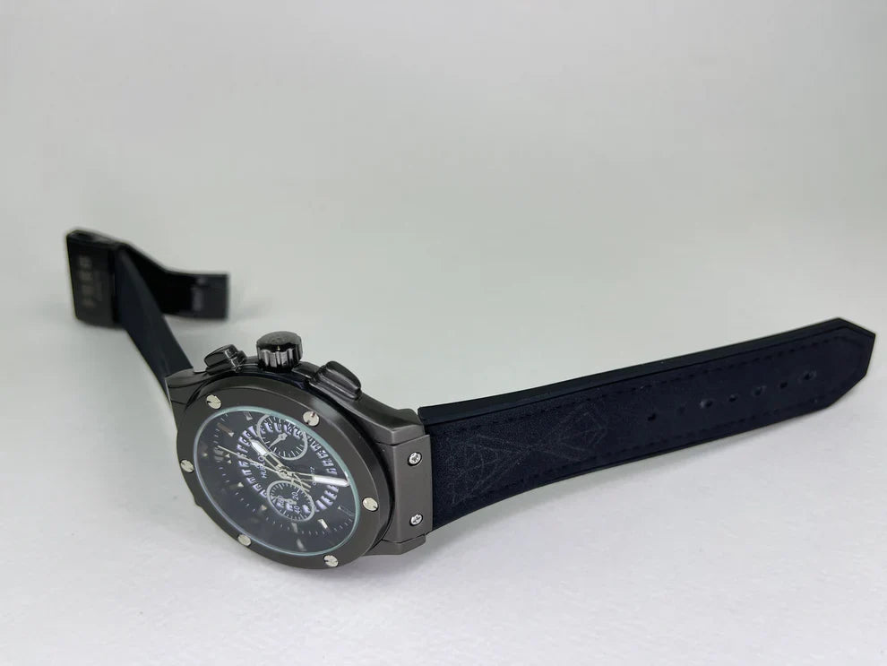 HUBLOT CHRONO LEATHER | GENEVE | BLACK DIAL