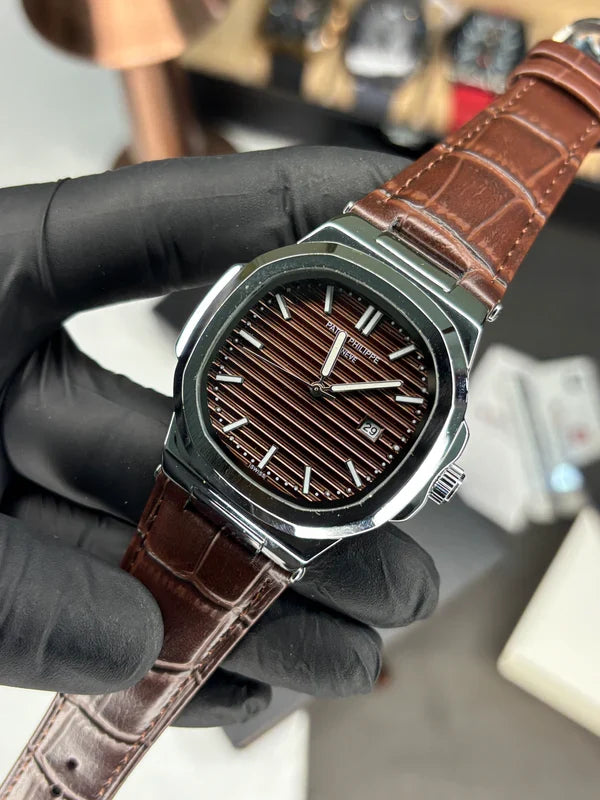 PATEK PHILLIPE | BROWN DIAL | QUARTZ | LEATHER STRAP