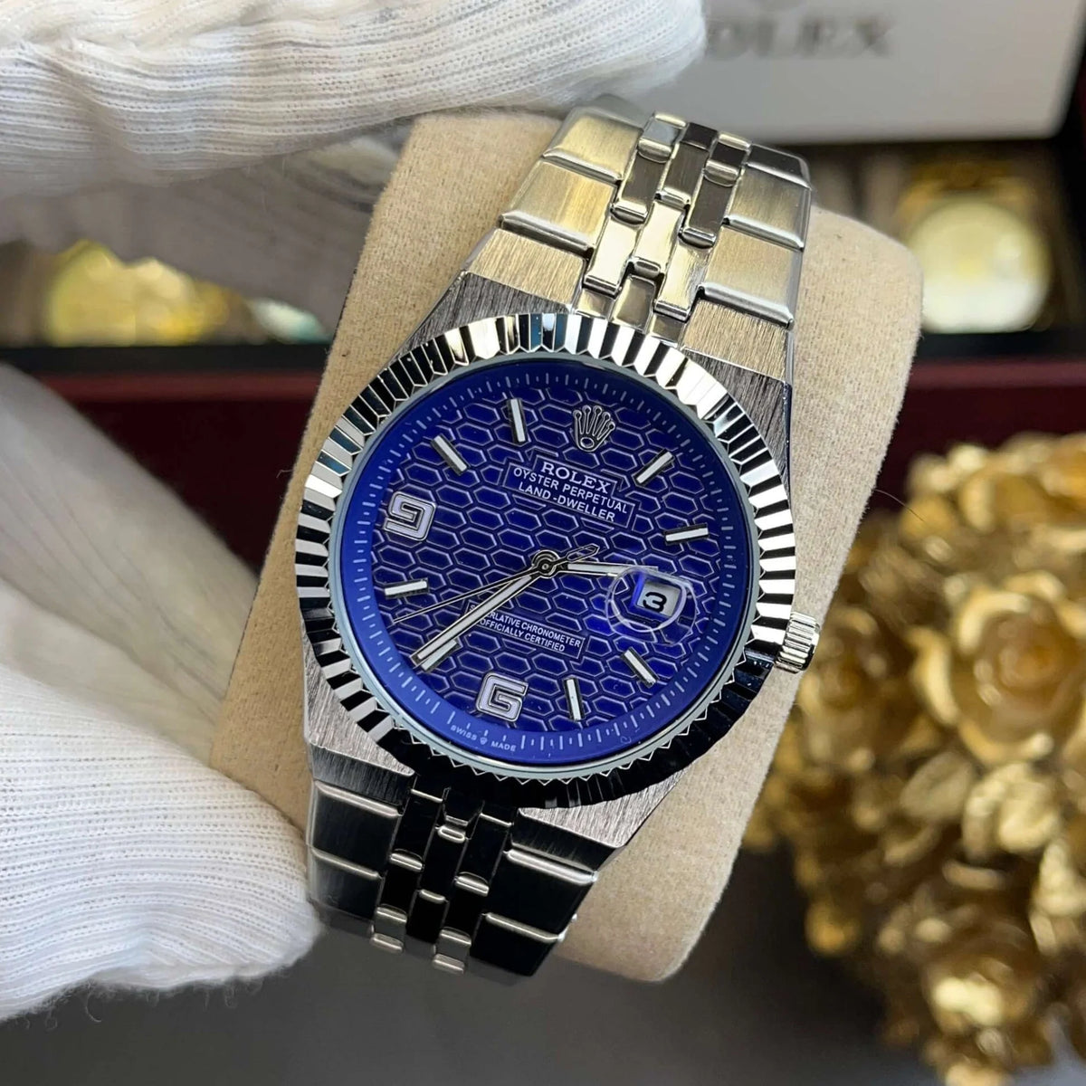 ROLEX LAND DEWELLER | QUARTZ | PREMIUM QUALITY | BLUE DIAL