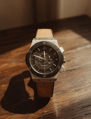 HUBLOT CHRONO BROWN LEATHER | GENEVE | BLACK DIAL