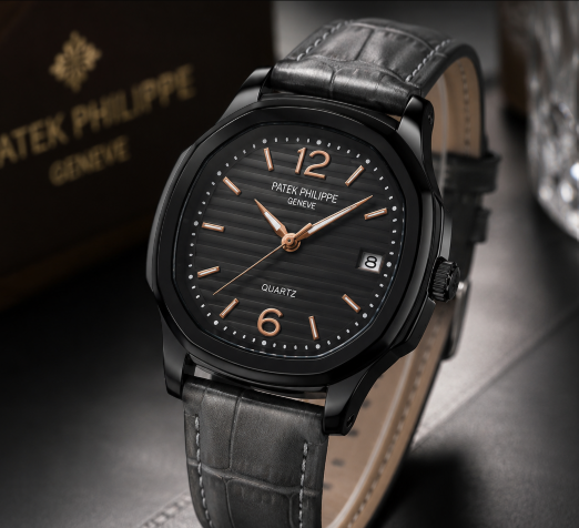 PATEK PHILLIPE | QUARTZ | LEATHER STRAP |  BLACK DIAL