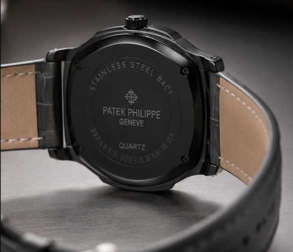 PATEK PHILLIPE | QUARTZ | LEATHER STRAP |  BLACK DIAL
