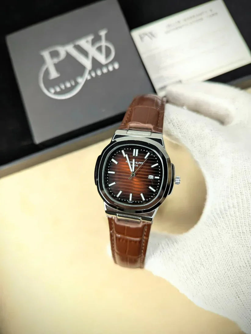 PATEK PHILLIPE | BROWN DIAL | QUARTZ | LEATHER STRAP